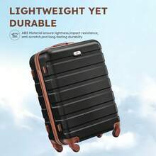 三件套登机行李箱：20英寸航空认证硬壳行李箱，带静音万向轮+手提袋+洗漱包，轻便旅行套装，适用于飞机、商务、休闲旅行、短途旅行和日常使用。行李箱、拉杆箱、万向轮行李箱、旅行箱、旅行箱、行李箱、带轮登机箱、男士旅行必备、女士旅行必备、度假旅行、商务旅行、大容量旅行必备、旅行配件、旅行收纳、旅行用品 - 黑棕色 - 查看 5