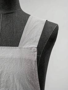 日式水洗棉围裙，加宽肩带，适用于花店、咖啡馆、书店、厨房、西餐厅等场所。 - 墨綠色 - 查看 4