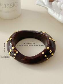 1pc Exaggerated Geometric Rivet Bracelet, Versatile Jewelry Accessory For Daily Wear, Party, Vacation, Boho Style - Geometric Metal Bracelet - View 3