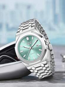 LIGE 男士轻奢高端品牌腕表 防水夜光石英表 不锈钢表带 日历日期显示 精准走时 男士腕表 - 銀色 - 查看 1