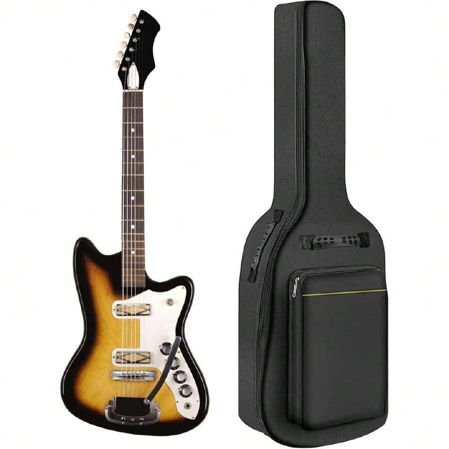 Bolsa Guitarras Electrica 36-39 Pulgadas,Funda de Guitarra con Doble Correa Ajustable para el Hombro,Funda para Guitarra Electrica Oxford Impermeable,Adecuado para Estuche Guitarra Electrica y Libros,37413606