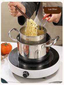 Pasta Pot, Deep Fryer, French Fry Pot, Noodle Pot, Soup Pot, Strainer Basket - Silver - View 3