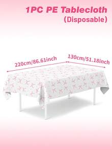 1件粉色蝴蝶结桌布，220*130厘米，一次性防水PE桌布，适用于户外露营野餐、粉色生日装饰、蝴蝶结生日装饰、粉色蝴蝶结生日装饰、粉色蝴蝶结装饰、蝴蝶结派对装饰、婚礼用品、新娘送礼会礼物、生日装饰、餐桌装饰、桌面装饰 - 粉紅色蝴蝶結 - 查看 9