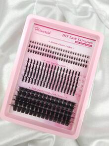 235pcs D-Curl Eyelash Extension Kit, 3-In-1, Includes 10-18mm Mixed Pointed Fairy Single Lashes, 120D Fluffy Thick Soft Single Lash Clusters, 5mm/6mm/7mm Natural Lower Lashes, DIY Lash Tray Set With Lash Glue And Tweezers, Suitable For Daily, Party And Holiday Makeup - 黑色 - 查看 9