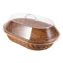 FIAN Amosfun Canasta De Pan Con Tapa Transparente Para Mesa Cesta Tejida Para Servir Pan Frutas Y Postres Organizador Multifuncional Para Cocina Y Eventos 12X5.9X5.9 Pulgadas - 36,00 x 26,00 x 15,50 cm - Ver 6