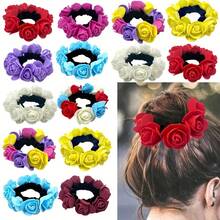 Elegant Rose Flower Decoration Scrunchie, Elastic And Non-Slip, Suitable For Women's Daily Use Ponytail Binding - Dark Red-a - View 2