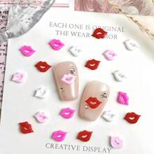 300PCS Valentines Nails Charms 3D Resin Sexyys Lip Nail Art Rhinestones 3D Cute Cartoon Lip Mixed Color Sexyys Red Lip Nail Gems And Charms Kawaii Pink Red White Lips Nail Art Charms Nail Gems For Women,White - Trắng - Xem 3