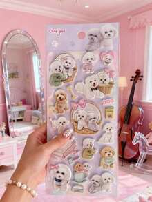 3D 可爱动物奖励贴纸 - 优雅清新设计，完美适用于手机壳、笔记本、工艺品、趣味贴纸、日记扩展页、3D 浮雕贴纸和涂鸦贴纸。