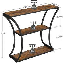 Mesa de consola Mesa de entrada Patas curvas Tabelro alargado para Salón Pasillo Dormitorio Marrón Rústico y Negro - Marrón - Ver 2