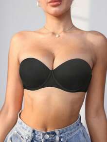 Peach Girl Black Half Cup Sexy Lace Bra For Small Bust, Removable Padded Underwire Bra - Black - View 3