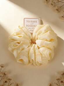 1pc Oversized Milky Yellow Chiffon Hair Scrunchie, Suitable For Women's Daily Headscarf Accessory, Comes With Gift Card, Ideal Gift For Parties And Everyday For Women ,Hair Tie Head Accessories - Multicolor - View 6