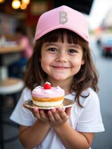 Mũ lưỡi trai trẻ em 26 chữ cái, mũ che nắng thời trang cho bé gái, mũ chống tia UV, mũ điều chỉnh được, mũ thường ngày cho bé gái đi học. - Hồng - Xem 2