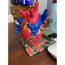 Heart Vase Resin Sculpture, Creative Heart Art Resin Vase Flower Pot Desktop Home Decoration Living Room Desk Table Ornament Decoration Gift Valentine's Day Gift - 心型粉紅色 - 查看 3