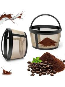 2 Piezas Filtro para Cafetera,Filtro de Café Reutilizables,Filtro para Cafetera de Goteo con Mango,Cafetera 12 Tazas Inoxidable Filtro Permanente,Utilizado Para Maquinas De Cafe y Cerveceros,37294136 - Multicolor - Ver 1