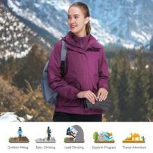 CAMEL CROWN 女士三合一防水防风滑雪服，带抓绒内衬，适合雨雪天气户外活动 - 紫色 - 查看 8