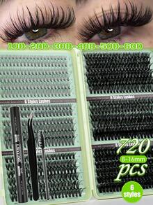 Thick Curly False Eyelashes & Adhesive Set - Green - View 13