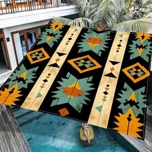 1件装 2D数码印花几何条纹户外遮阳布，带印花图案，防风，可拆卸，轻便，半遮光，防尘耐磨 - C - 查看 16