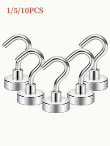 1/5/10pcs Strong Magnetic Hooks With Magnet And Hanger, No Nails Needed For Hanging, Suitable For Refrigerator, Kitchen, Cruise, Grill, Garage And Storage Space