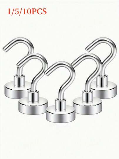 1/5/10pcs Strong Magnetic Hooks With Magnet And Hanger, No Nails Needed For Hanging, Suitable For Refrigerator, Kitchen, Cruise, Grill, Garage And Storage Space