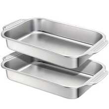 Stainless Steel Baking Pan, Square Cake Pan, Baking Tools, Fish Cakes, Bread, Casserole Dishes, Vegetables, Dishwasher , Oven Baking Sheet, Oven Baking Paper, Casserole Dishes, Baking Tools, Stainless Steel Baking Equipment, Commercial Baking Paper, Seamless Structure, Professional Baking Appearance, Heavy-Duty Stainless Steel, Dishwasher Cookware - Multicolor - View 11