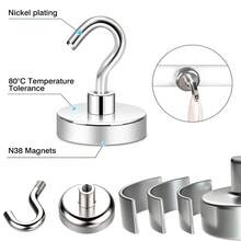 3pcs 32mm Strong Magnetic Hooks, Reusable Magnetic Hooks, Sturdy Load Bearing Wall Mounted Hooks Suitable For Hanging Keys, Cups, Clothes In Office, Home, Garage - Silver - View 5