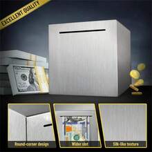 1 قطعة بنك من الفولاذ المقاوم للصدأ باللون الأسود - حل آمن للميزنة والادخار، تصميم مقاوم للتلاف - اكسسوار تخزين للمكتب للكبار