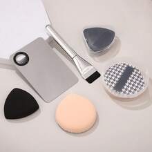 1/2/4pcs Set Circular Palette Makeup Spatula Kit, Stainless Steel Foundation Concealer Palette, Foundation Spatula, Non-Messy, Easy To Clean, Beauty Tools, Makeup Accessories, Cosmetic Tools, Vanity Accessories