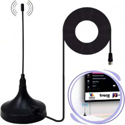 INHD06 Antena de TV Digital para Interior, Alta Definición HDTV Ultra Compacta, Amplifica la Recepción de Canales,37428489