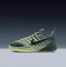 Nike Zapatillas de baloncesto de entrenamiento casual de competición de talla grande para niños - Verde - Ver 4