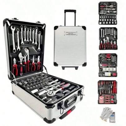 46pcs Professional Automotive Repair Tool Kit: Portable, Easy-To-Use Ratchet Wrench Set - Suitable For Car, Boat, Motorcycle Repair, Home Industrial Maintenance - Includes Carrying Case