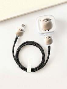 5pcs Cute Cartoon Sheep Plush Charger Protector, Cable Saver, Anti-Bending With Data Cable Protector Cord, Compatible With IPhone 17 Pro Max 40W