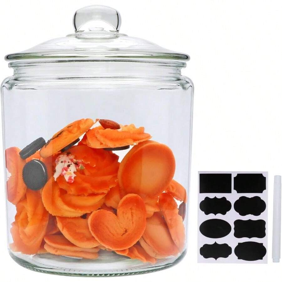 1 Gallon Glass Canister, Cookie Jar & Candy Jar With Airtight Lid, Large Food Storage Container For Buffet, Coffee & Flour, Laundry Room Storage & Pantry - 預設 - 查看 1