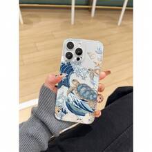 UV Painted Thick Transparent Anti-Drop TPU Phone Case, Featuring Sea Turtle & Wave Pattern Design, Compatible With  16/16 Plus/16 Pro/16 Pro Max,  15/15 Plus/15 Pro/15 Pro Max,  14/14 Plus/14 Pro/14 Pro Max, Galaxy S25 Ultra S23, S23+, S23 Ultra, S24, Infinix Series. Provides Lens Protection And Can Be Used As A Protective Cover, An Excellent Gift For Boyfriends, Girlfriends, New Year, Christmas, Halloween Or Valentine's Day. - 無色 - 查看 3
