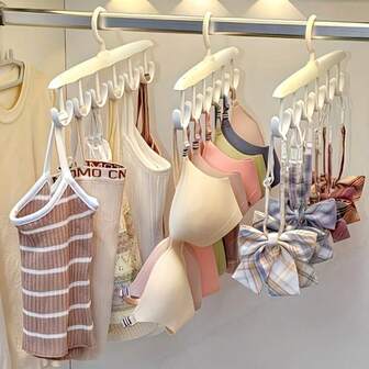 1/3 juegos, 12 ganchos de plástico, artefacto de almacenamiento que ahorra espacio, adecuado para guardar sujetadores, chalecos, camisetas sin mangas, corbatas, cinturones, etc., ahorrando eficazmente el espacio del armario