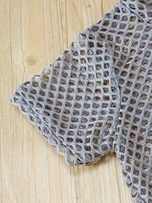 3pcs Tween Girl Brooklyn Letter Print Camisole + Mesh Overlay Top + Shorts Outfit, Summer Outdoor Fashion Set, Suitable For Outdoor, Summer Gift - Grey - View 12