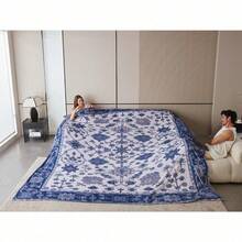 Oversized King Fleece Blanket 120x120 Inches, Seamless Soft Cozy 3D Jacquard Flannel Blanket 10'x10' Extra Large For Bed, Sofa, Couch, Travel & Camping, California King Throw, Purple - Wave CT21NV - 海軍藍-1顆鑽石 - 查看 3