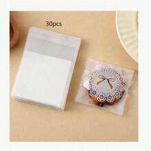 100 个白色领结设计自粘袋，适用于饼干、蛋糕、巧克力、糖果、零食包装，透明塑料袋，礼品袋，糖果袋，7*7 厘米（2.76 英寸*2.76 英寸） - 彩色 - 查看 9