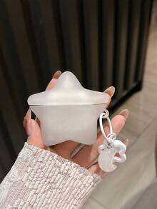 Creative 3D Transparent Glow-In-The-Dark Star Design Silicone Protective Case For AirPods Pro 3rd/4th Generation Bluetooth Wireless Earphones - White - View 1