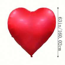 1 quả bóng bay hình trái tim khổng lồ màu đỏ, kích thước 63 inch, thích hợp trang trí đám cưới, sinh nhật, kỷ niệm, ngày Valentine, các dịp lễ hội. Chất liệu giấy bạc bền, có thể tái sử dụng, trang trí nhà cửa cho các buổi lễ. - Đỏ - Xem 8