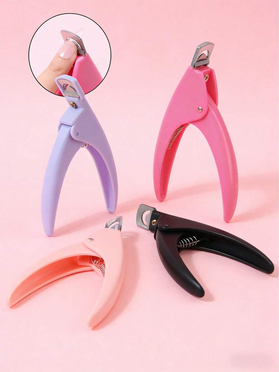 1pc Plastic Handle U-Shaped Nail Clipper, Multi-Color Manicure Nail Cutter, DIY French Nail Trimmer, Upgraded Nail File, Adjustable Nail Clipper For Nail Tip Trimming