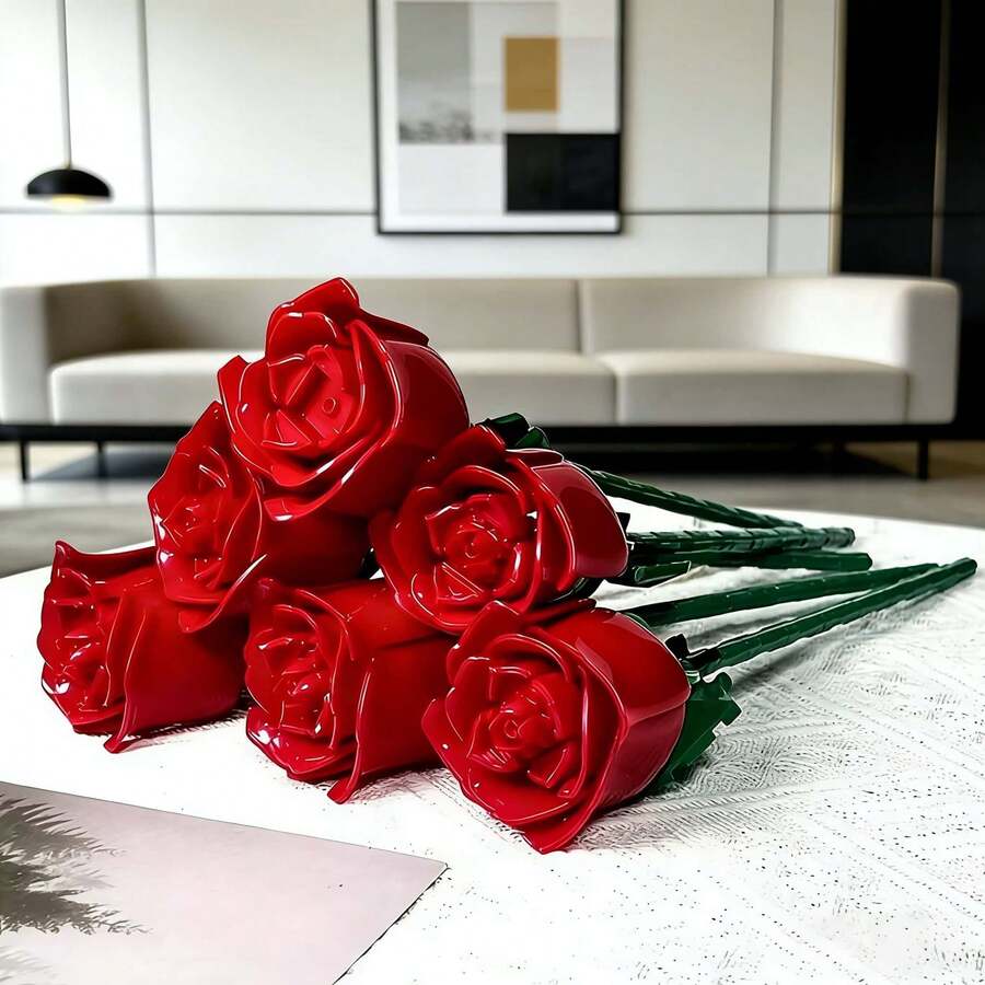 1560 - Piece Rose Bouquet Set: Artificial Flower Micro Mini Building Blocks In Bags. This Self - Assembling Toy Features Rich Colors, Fine Workmanship, And Diverse Styles. With Red, Pink, And Blue Roses Included, It's A Dream Choice For Flower - Art And Building - Block Enthusiasts. It Enhances Hand Dexterity, Spatial Thinking, And Patience, Making It Perfect For Home Decoration, Valentine's Day Gifts, And Couple Souvenirs. - Multi-colored [bagged] - View 1