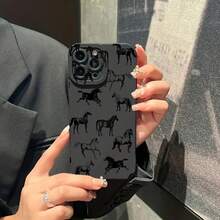 Black Horse Pattern Phone Case Compatible With IPhone 17 Air 16 15 14 13 12 11 Pro Max 14 15 16 Plus XS XR X 8 7 SE2, Soft Shockproof Protective Cover - Multicolor - View 8