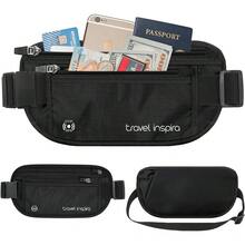 travel inspira Cinturón de Viaje Antirrobo con Protección RFID, Cremallera Segura y Bolsa Oculta para Pasaporte | Organizador Ultradelgado de Dinero en Efectivo | Viaje  y Ligero para Turistas - Negro-Grande - Ver 9