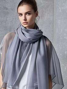 1件女士110x150厘米纯色长款雪纺纱笼，仿丝绸雪纺沙滩罩衫，性感比基尼裹巾，简约优雅沙滩披肩，适合旅行、度假、日常穿着 - 款式 - 查看 20