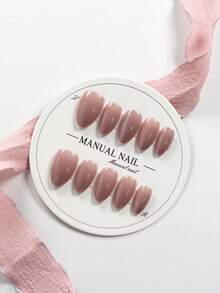 JUTI 10片装 100%纯手工手绘短杏仁形美甲贴纸 | 薰衣草猫眼高光纯色时尚柔和梦幻优雅精致美甲 | 可重复使用，适合日常休闲约会 | 适合假日和日常美甲套装，包含1个指甲锉和1瓶果冻胶美甲用品 - 彩色 - 查看 2