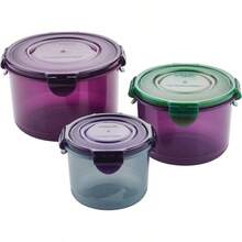Juego recipientes herméticos sin BPA redondos 6 piezas varios colores diseño elegante almacenamiento cocina despensa - ColoresVariados - Ver 3