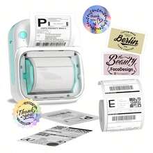 Impressora de Etiquetas Mini Portátil, Impressora de Etiquetas Térmica com 1 Rolo de Papel de Etiqueta de 40-20mm, Impressora de Etiquetas Sem Fio Adequada para Pequenas Empresas, Escritório, Casa, Endereço, Escritório - Multicolorido - Visão 11