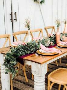 MEHELANY 3/1件人造尤加利花环，长5.9英尺，仿银元绿植花环，仿真尤加利叶悬挂植物，适用于婚礼、家居、派对、墙面装饰、桌旗、房间装饰、DIY花环装饰 - 綠色 - 查看 6