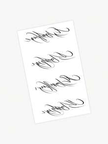 1pc Waterproof, Sweat-Proof, Non-Reflective Temporary Tattoo Sticker, Cool Sexy English Artistic Tattoo Sticker In European And American Style, Suitable For People For Daily Use, Lasts 3-5 Days - Black - View 6