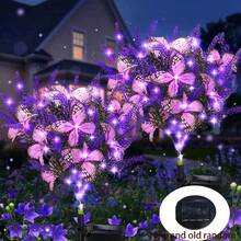 GCTECHING 1pc Purple Solar Powered Butterfly Lavender Light, Waterproof Outdoor Garden Lawn Light, Artificial Butterfly Flower Light, Street & Yard Decor Light, Suitable For Patio, Path, Lawn, Yard Decoration - Solar-powered Lavender Butterfly Lamp - View 4